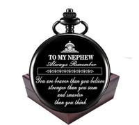YEEHUA Gifts for Nephew Engraved Pocket Watch Birthday Anniversary Meaningful Year Gifts for Men, Nephew Gifts