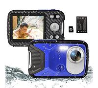 YEEIN 16FT Kids Waterproof Digital Camera 21 MP Underwater Camcorder with 32G Card and Rechargeable Battery, Point and Shoot Camera for Boys Girls Children Teens Snorkeling Swimming (Blue)
