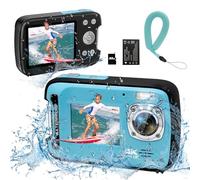 YEEIN Underwater Camera 4K 48MP Autofocus Selfie Dual Screen Waterproof Camera with Floating Strap and 32GB Card, 17FT Compact Waterproof Digital Camera, Fill Light Underwater Camera for Snorkeling