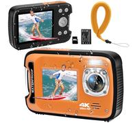 YEEIN Underwater Camera 4K 48MP Autofocus Selfie Dual Screen Waterproof with Floating Strap and 32GB Card, 17FT Compact Waterproof Digital Camera for Snorkeling
