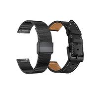 Yeejok 22mm Straps Compatible for Fossil Men's Gen 6/5E 44mm/ Gen 5 LTE/Carlyle/Garrett/Women's Julianna/Gen 4 Explorist HR, Metal Woven Milanese Mesh Band & Leather Strap, Black+Black
