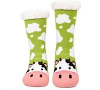 YEEKAORA Slipper Socks for Women with Non-Slip Grippers, Winter Thermal Warm Cozy Fuzzy Plush Cute Animal Indoor Socks