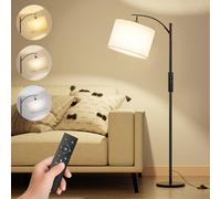 Yeeklab Arc Floor Lamps for Living Room with Remote Control, Dimmable Modern Reading Standing Lamp with Timer, Black Standard Lamps with LED Bulb for Bedroom Office