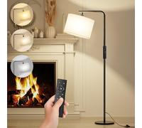 Yeeklab Floor Lamps for Living Room with Remote Control, Dimmable Modern Reading Standing Lamp with Timer, Black Standard Lamps with LED Bulb for Bedroom Office