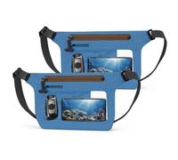 YEEKORO Phone Pouch, IPX8 Waterproof Reusable Fanny Pack, Large Capacity Touch Screen Dry Bag for Kayaking Paddle Boarding Water Park Swimming, Crossbody bags with Adjustable Waist Strap, Blue, 2 Pack