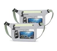 YEEKORO Phone Pouch, IPX8 Waterproof Reusable Fanny Pack, Large Capacity Touch Screen Dry Bag for Kayaking Paddle Boarding Water Park Swimming, Crossbody bags with Adjustable Waist Strap, Grey, 2 Pack