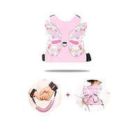 Yeelan 2 Pack Anti Lost Harness Rein Belt Strap & Anti-Lost Wrist Link Safety Band with 360°Rotation Leash Assistant for Toddler/Kids/Babies/Children(Butterfly Wings for Walking & 4.9ft Pink Rope)