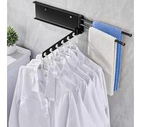 Yeelan Foldable Clothes Hook, 180° Rotating Clothes Rack, Foldable, Clothes Fan with Aluminium, Clothes Hook, Black, for Bathroom, Balcony, Laundry Room
