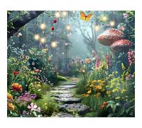 Yeele 10x6.5ft Enchanted Fairytale Forest Backdrop Spring Jungle Flowers Pathway Mushroom Butterfly Fantasy Forest Photography Background for Baby Shower Birthday Party Supplies Photo Shoot Prop