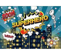 Yeele 10x6.5ft Little Superhero Backdrop Comic City Night Scene Building Background for Photography Boy Girl Children Birthday Baby Shower Party Banner Photo Booth YouTube Video Shoot Studio Props