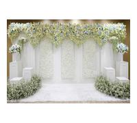 Yeele 10x6.5ft Wedding Floral Backdrop White Blue Flower Wall European Wedding Hall Background for Women Girls Birthday Proposal Ceremony Bridal Shower Wedding Reception Artistic Photo Shoot Props