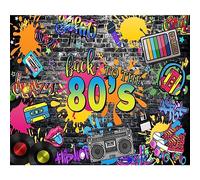 Yeele 10x8ft 80’s Party Backdrop for Photography Graffiti Brick Wall Hip Hop Rock Music Disco Medieval Bar Back to The 80’s Background for Mid Century Theme Party Decor Portrait Photo Shoot Props