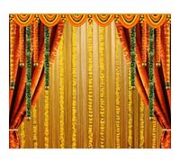 Yeele 10x8ft India Pooja Photography Backdrop Puja Ganpati Diwali Marigold Garlands Indian Curtain Background for Religious Festival Wedding Party Baby Shower Decor Portrait Studio Photo Shoot Props