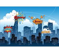 Yeele 10x8ft Little Superhero Backdrop Comic Superhero Cityscape Background for Photography Boy Girl Kid Birthday Baby Shower Party Banner Photo Booth YouTube Video Shoot Vinyl Studio Props