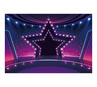 Yeele 10x8ft Show Stage Backdrop for Photography Purple Star Shape Concert Stage Neon Lights Spotlights Background for Carnival Festival Movie Night Event Party Supplies Photo Shoot Photo Vinyl