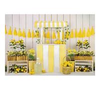 Yeele 10x8ft Summer Lemon Backdrop Yellow Lemons Floral Rustic Wood Wall Lemonade Shop Photography Background for Newborn Baby Shower Kids Birthday Party Supplies Cake Table Decor Photo Shoot Props