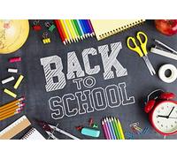 Yeele 10x8ft Vinyl Welcome Back to School Backdrop for Photography Classroom Chalkboard Background Chalk Scissors Clock Teacher Students Kids Photo Booth Shoot Studio Props