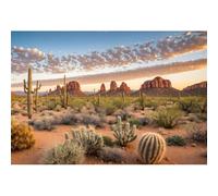 Yeele 10x8ft Western Desert Backdrop Wilderness Cactus Saguaro Sunset Sky Rock Mountain Scenery Photography Background for Wild West Cowboy Theme Party Supplies Decor Photo Shoot Props Vinyl