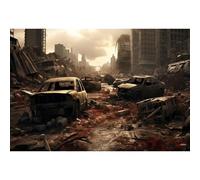 Yeele 12x8ft End of The World Backdrop Destroyed City Ruins Cars Disaster Scene Photography Background for Doomsday Theme Party Decoration Banner Photo Studio Shoot Props Vinyl Wallpaper