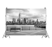 Yeele 15x10ft New York Cityscape Backdrop Black and White Photo River View City Skyline Skyscraper Urban Building Photography Background for Kids Adults Family Artistic Portrait Photo Shoot Props