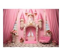 Yeele 15x10ft Princess Castle Room Backdrop Pink Sofa Curtain Flower Vases Pink Theme Fairytale Palace Interior Background for Girl Baby Shower Birthday Party Decor Girls Portrait Photo Shoot Props
