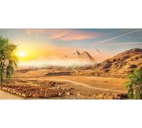 Yeele 15x8ft The Pyramid Desert Backdrop Nature Backdrop Coconut Trees Sun Photography Background Ancient Civilization Country Egypt Pyramid Vinyl Studio Props Decorations Banner