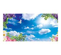 Yeele 20x10ft Spring Summer Scenery Backdrop for Photography Natural Flower Green Leaf White Pigeon Dove Blue Sky Sunny Sunlight Background Party Decoration Banner Photo Booth Shoot Studio Props