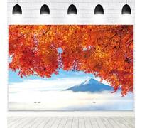 Yeele 5x3ft Japanese Mount Fuji Backdrop Fall Maple Leaf Snow Mountain Nature Lake Scenery Photography Background Japan Style Autumn View Photo Backdrop for Baby Shower Birthday Wedding Decor