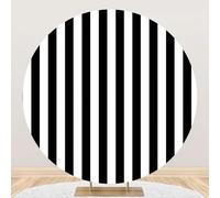 Yeele 6x6ft Black and White Stripe Round Backdrop Polyester Black Striped Circle Photography Background for Newborn Baby Shower Birthday Party Supplies Cake Table Decoration Photo Shoot Prop