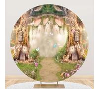 Yeele 6x6ft Fairytale Enchanted Forest Round Backdrop Wonderland Fairy Tale Magic Tree Door Circle Photography Background for Newborn Baby Shower Kids Birthday Party Decor Photo Shoot Prop