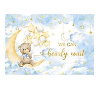 Yeele 7x5ft Bear Baby Shower Backdrop for Boy Blue Sky Moon Stars Balloons We Can Bearly Wait to Meet You Photography Background for Boy Baby Shower Gender Reveal Party Decor Photo Shoot Prop