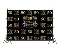 Yeele 7x5ft Happy 50th Birthday Backdrop Black Gold The Man The Myth The Legend Perfection 50th Birthday Photo Background for Man Cheers to Aged Fifty Years Birthday Party Banner Photo Shoot Prop