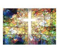 Yeele 7x5ft Jesus Christ Cross Backdrop Vintage Abstract Pattern God Bless Christian Church Event Background for Photoshoot Baby Shower First Communion Baptism Backdrops Photo Shoot Props