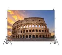 Yeele 7x5ft Rome Colosseum Backdrop Blue and Orange Sunset Sky Italy Famous Historic Site Ancient Roman Coliseum Photography Background for Holiday Italy Travel Portrait Photo Shoot Props