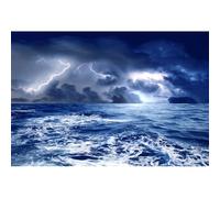 Yeele 7x5ft Stormy Sea Backdrop Lightning Dark Clouds Rainstorm Thunder Ocean Wave Nautical Adventure Theme Photography Background for Party Supplies Decoration Photo Shoot Props Vinyl