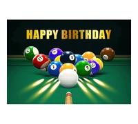 Yeele 8x6ft Billiard Happy Birthday Backdrop Pool Balls Snooker Contest Beginning Entertainment Game Photography Background for Billiard Theme Birthday Party Decoration Photo Shoot Prop Vinyl