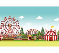 Yeele 8x6ft Fairground Photo Backdrop Cartoon Circus Carnival Playground Carousel Ferris Wheel Ticket Amusement Park Background for Photography Kids Girl Boy Baby Portrait Booth Shoot Studio Props