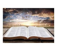 Yeele 8x6ft Holy Bible Backdrop for Photography Sunset Belief Jesus Christian Church Event Holy Light Background for Baby Shower Newborn Baptism First Holy Communion Banner Photo Shoot Props Vinyl