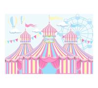 Yeele 8x6ft Pink Circus Tents Backdrop Carnival Hot Air Balloon Ferris Wheel Circus Carnival Theme Baby Shower Photography Background Girls Birthday Party Cake Table Decor Photo Shoot Props