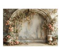 Yeele 8x6ft Vintage Elegant Floral Room Backdrop European Style House Pink Rose Flower Arch Background for Wedding Bridal Shower Anniversary Birthday Decor Girl Woman Portrait Photo Shoot Prop