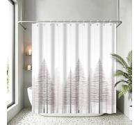 Yeele Blush Pink Gray Pine Forest Polyester Shower Curtain Soft Nature Bath Decor 72x78 Inch