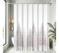 Yeele Blush Pink Gray Pine Forest Polyester Shower Curtain Soft Nature Bath Decor 72x96 Inch