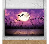 Yeele Halloween Backdrop Purple Background Magic Potion Flying Bat Bokeh Sky Full Moon Vinyl Photography Background Black Branches Backdrops for Parties Shoot Props,7x5ft