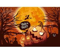 Yeele Halloween Backdrop Trick or Treat Scary Pumpkin Lantern Graveyard Forest Bats Demon Decorations Background for Halloween Party Banner Supplies Photo Booth Carnival Haunted Mansion Fantasy 7x9ft