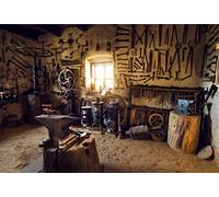 Yeele Hintergrund für Fotografie, Vintage, traditionell, Smithy, Werkstatt, Innenhintergrund, Amboss, Schmiede, Geschäft, ländliche Smithie, Erwachsene, Mann, Vinyl-Studio-Requisiten, 3x2 m