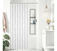 Yeele Light Grey Interlaced Diamond Polyester Shower Curtain Classic Lattice Bath Curtain 36x72 Inch