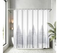 Yeele Pale Blue Misty Pine Tree Polyester Shower Curtain Abstract Forest Bathroom Curtain 72x78 Inch