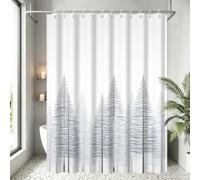 Yeele Pale Blue Misty Pine Tree Polyester Shower Curtain Abstract Forest Bathroom Curtain 72x96 Inch