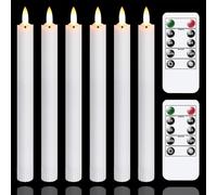 Yeelida LED Taper Candles with 2 Remotes, 25 cm Battery Operated Real Wax 3D-Wick Timer Flameless Window Candles for Christmas (Set of 6, Warm Fire)