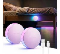 Yeelight 2 Pack Motion Sensor Night Light Rechargeable Color Changing RGB & Warm White, 750mAh Wireless Nightlight Type-C Up to 3 Months Runtime, LED Bathroom Night Light for Hallway, Bedroom, Party